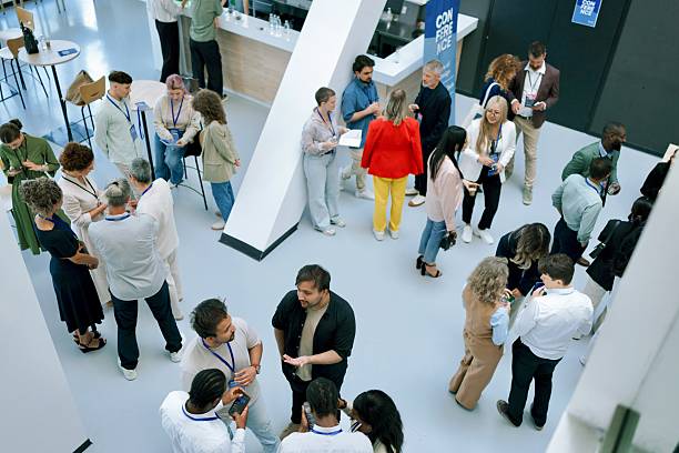 istock Top view of large group networking at business event 2224119126