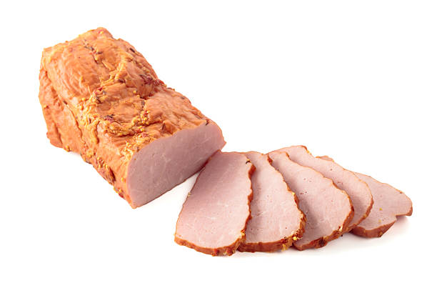 istock Smoked ham isolated on a white background. 2224128025