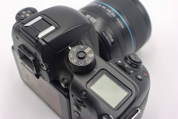 istock Detailed view of a professional camera featuring settings dial and lens highlighting photography equipment 2224132935