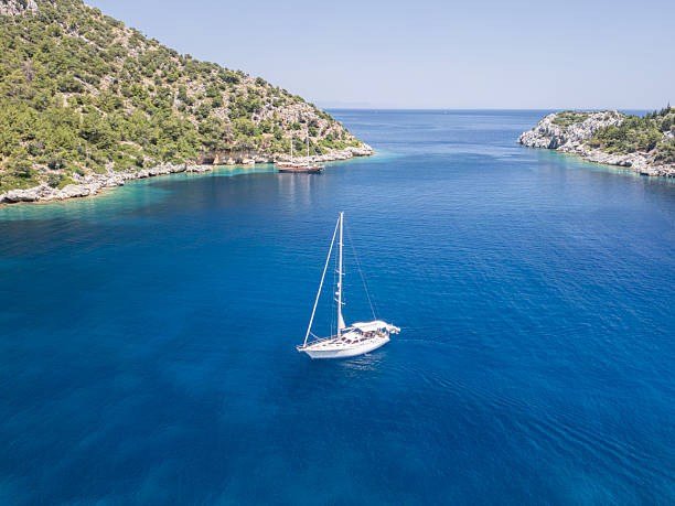istock Beautiful bay and sailing boat. 2224133218