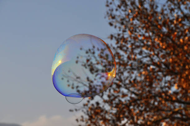 istock Large floating bubble with an autumn tree in the background 2224133349