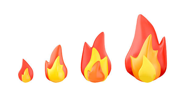 istock Burning bonfires or campfires, 3D realistic vector set, different sizes and shapes of flame, degrees combustion of fire 2224138507
