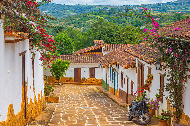 Charming Street in Barichara, Colombia