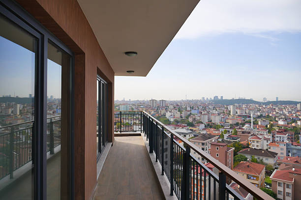 istock Scenic balcony view overlooking a bustling city landscape 2224153259