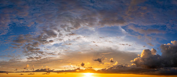 istock Getting dark at sundown. Sunset sky with scattered clouds of bright colors 2224154091