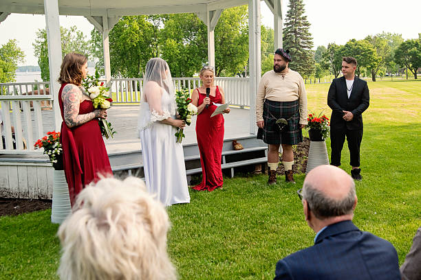 istock Millennial wedding ceremony outdoors in summer. 2224158202