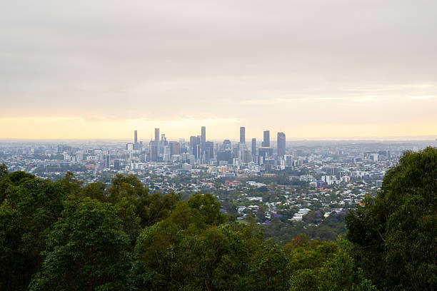 istock Brisbane skyline emerging from the lush forest at dawn 2224159741