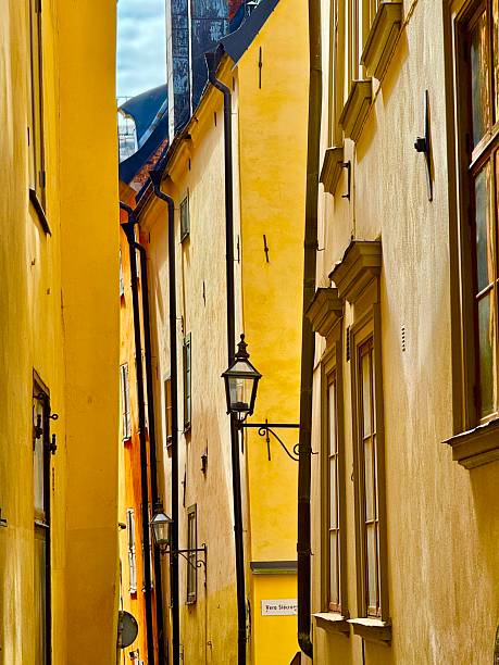 Gamla Stan, or The Old Town dates from the 13th century. The island with cobblestones and colorful 16th century buildings or on the island of Stadsholmen. The large square in the center is surrounded by merchants’ houses, Stockholm Stock Exchange,Nobel Museum, and Stockholm Cathedral.