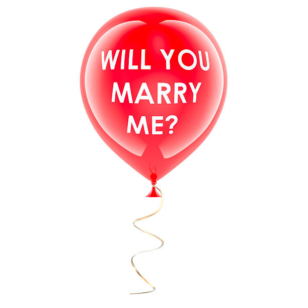 istock Will You Marry Me, red balloon with marriage proposal. 3D rendering 2224165761