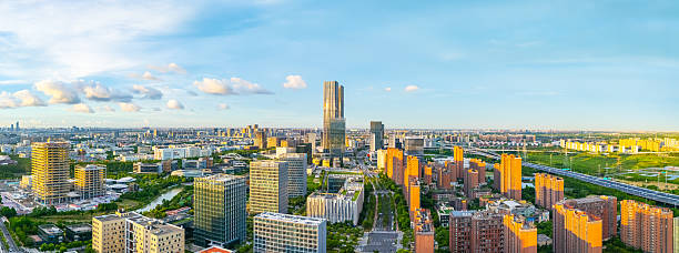 istock Panoramic aerial view of Shanghai Zhangjiang Hi Tech Development Zone on sunny day. 2224166136
