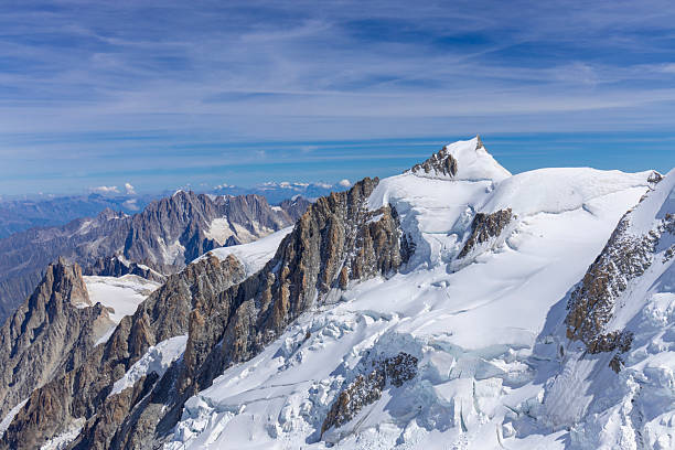 istock Mont Blanc ascent views on snow-covered ridge, surrounded by alpine peaks 2224168237