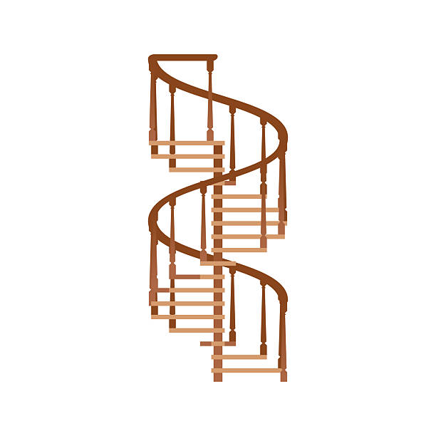 istock Spiral staircase, icon of a wooden stairs, vector 2224180028