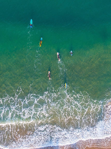 istock Surfers on the beach and waves, Surfers enjoying surfing 2224185970