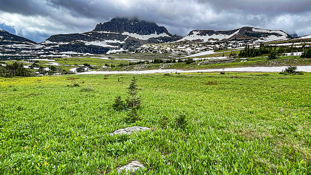 View of the mountains from the Logan’s pass visitors Center area