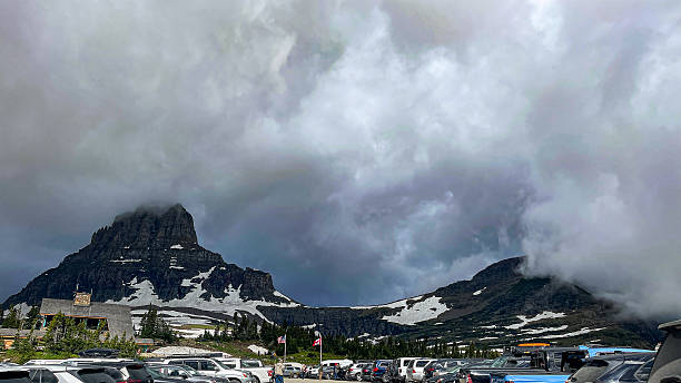 View of the mountains from the Logan’s pass visitors Center area