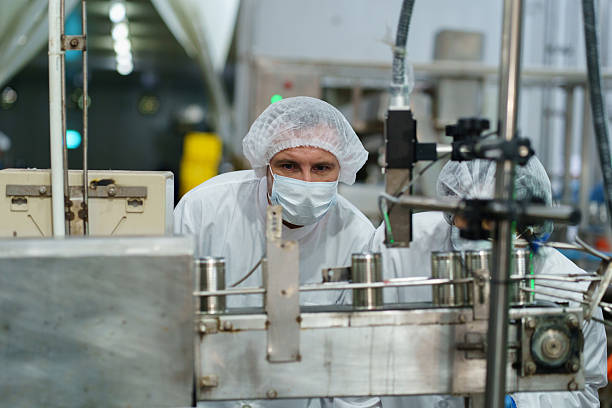 istock Quality control supervisors are randomly checking raw materials in a canned fish factory. 2224197559