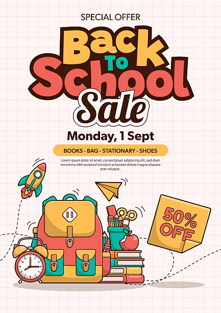 back to school salve vector template background with school elements and items. education banner and poster. vector illustration - yeni öğretim yılı stock illustrations
