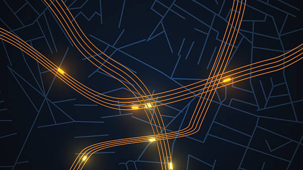 Futuristic digital city map with travel concept