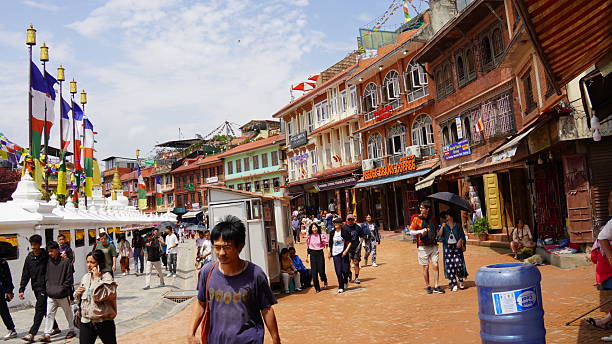 Kathmandu, Nepal - April 1, 2025: Local people are walking at Pashupatinath HIndu Temple.