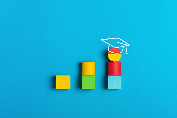 istock Graduation and education concept with colorful blocks and academic cap 2224209244