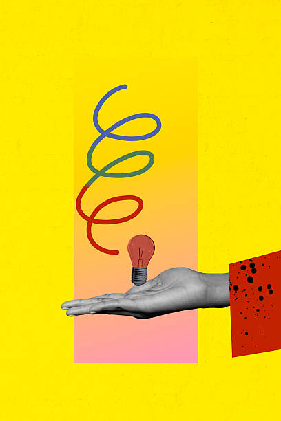 istock Template sketch image composite artwork collage of hand hold idea lamp bulb line doodle puzzle solution startup think challenge decision 2224217345