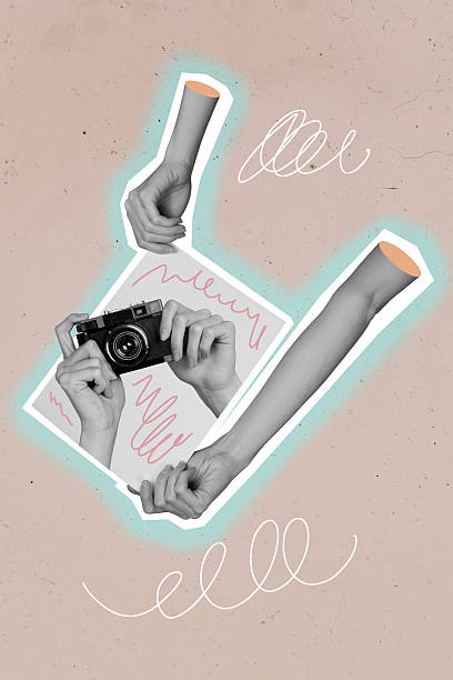 istock Creative image picture collage of two people hands dping photo on camera paper 2224218251
