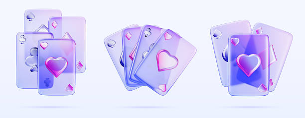istock 3d glass holographic transparent poker play card game icon render. Isolated neon gradient cards in fan and stack for online casino app. Different gamble hand combinations or alignment 2224218574