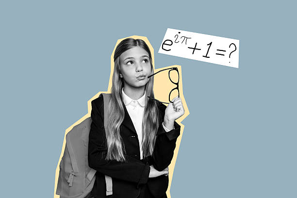 istock Composite photo collage of minded girl hold glasses think solution physics lesson formula education study isolated on painted background 2224219911