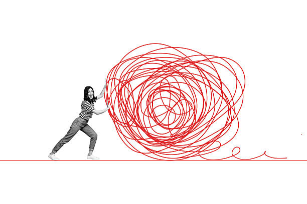 istock Creative poster collage young cheerful woman push effort go step persistence drawing doodles mess crisis colored background 2224220305