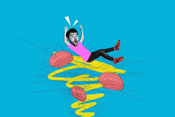 istock Composite photo collage of astonished guy jump brain storm scribble trampoline cortex idea wise thought isolated on painted background 2224221142