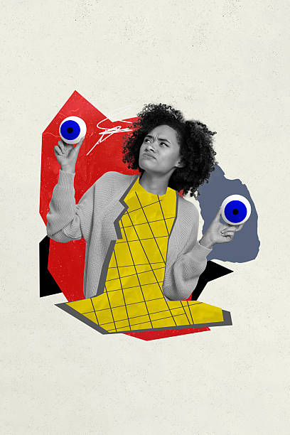 istock Vertical composite collage image picture of girl hold eyeball think isolated on creative background 2224222203