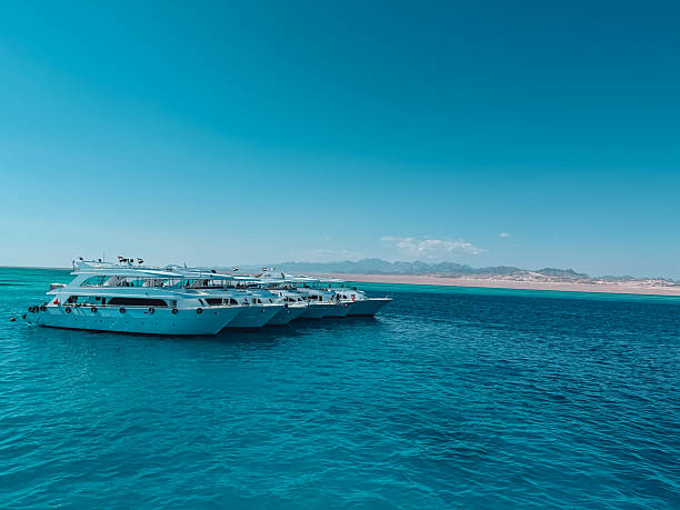 istock White yachts floating on turquoise water near desert shore in egypt 2224224679