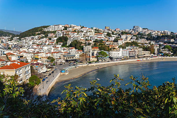 istock Panoramic view of Ulcinj downtown and beachfront from historic castle hill, Montenegro 2224225775