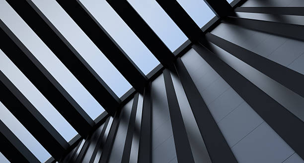 istock Wall of architectural building,structure with open ceiling and blue sky view,architectural design metal,structure,wallpaper.3D render 2224229365