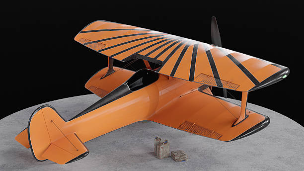 Two Aerospace Engineers Work On Unmanned Aerial Vehicle / Drone Prototype. Aviation Scientists Talking, Using Tablet Computer. Industrial Laboratory with Surveillance Military Aircraft. Elevated Shot