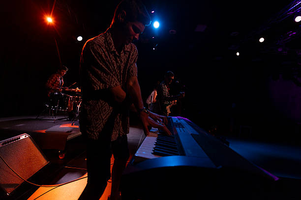 istock Lively pop rock band igniting the stage with electrifying performance in a nightclub 2224231647