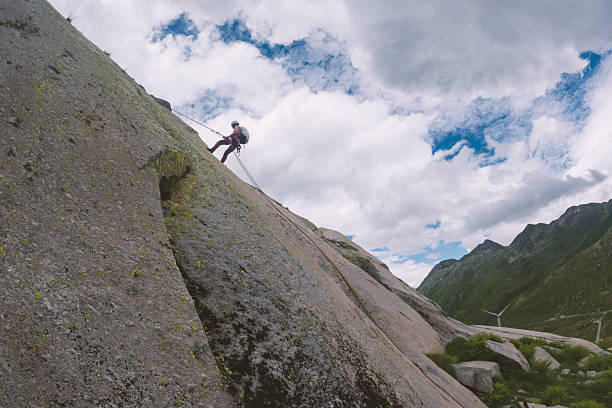Female Mountain Climber on a mountain cliff