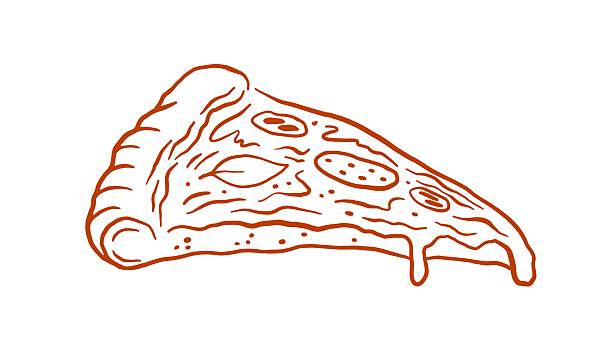Hand draw slice of pizza vector illustration. Italian fast food in Doodle style