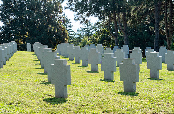 The German war cemetery Bergheim, situated on Grasberg hill, contains 5,308 graves from the Second World War. They were brought together from 225 places in the Haut-Rhin region. This is one of several cemeteries in France where German soldiers killed in France are buried. The cemetery is maintained by the German war graves commission (Volksbund Deutsche Kriegsgräberfürsorge in German), established in 1919, which oversees cemeteries in 45 countries, Germany included, containing the graves of 2 million dead. The Haut-Rhin  is a département in the Grand Est region, France, bordering both Germany and Switzerland. It is named after the river Rhine. IThe cemetery is maintained by the German war graves commission (Volksbund Deutsche Kriegsgräberfürsorge in German), established in 1919, which oversees cemeteries in 45 countries, Germany included, containing the graves of 2 million dead.
