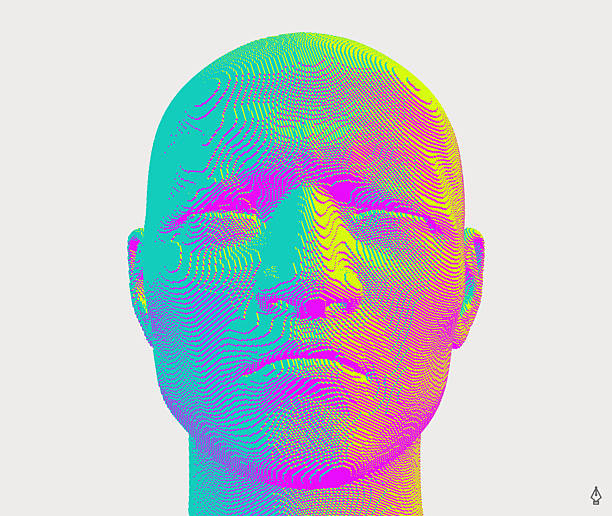 istock Closeup portrait of man with his eyes closed. 3d voxelized face. Vector illustration. Design for presentations, flyers or posters. 2224262408