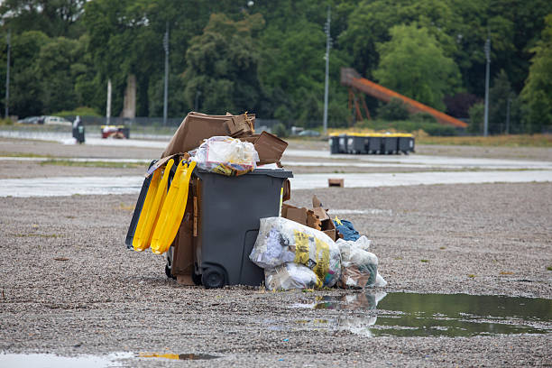 Wheelie bins after the Tour de France had left Lille, overflowing with recycling waste generated by the 'cycling village'