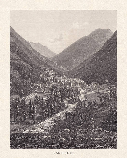 istock Historical view of Cauterets, French Pyrenees. steel engraving, published 1880 2224269125
