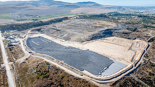 istock Geotechnical material laid out as substrate to solid waste landfill site 2224274491