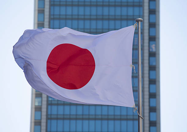 Japanese flag in the city
