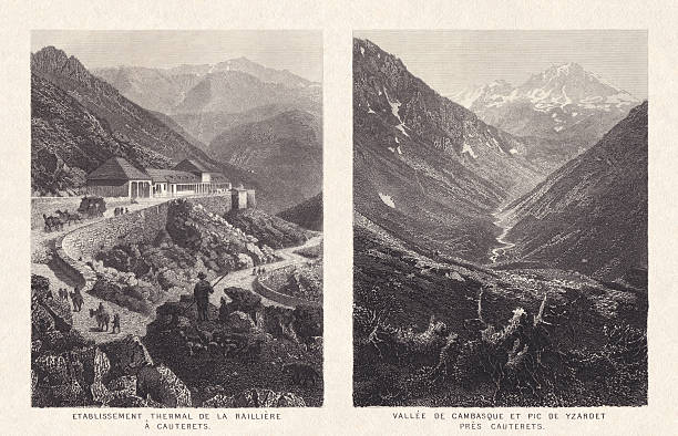 istock Historical views of Cauterets, French Pyrenees. steel engravings, published 1880 2224283966