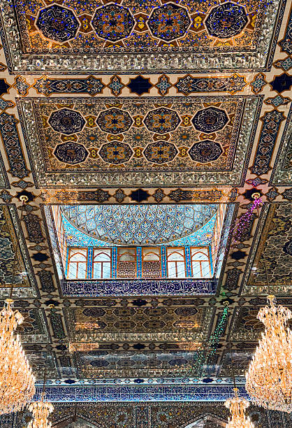 Ornate ceiling in Karbala shrine showcases exquisite craftsmanship and artistry