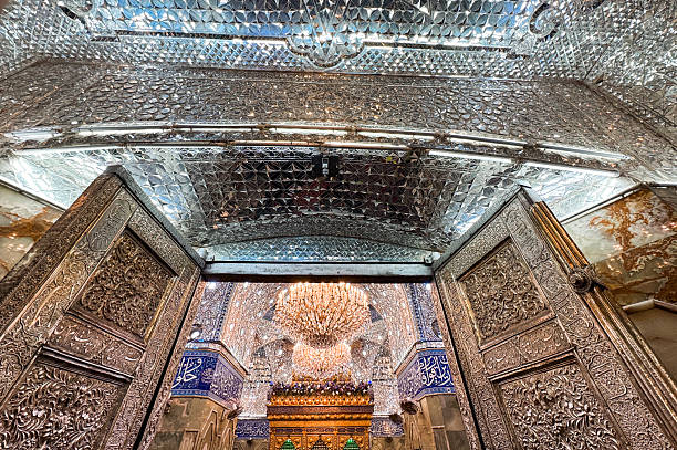 istock Stunning Karbala shrine entrance with intricate mirror work and details 2224292922