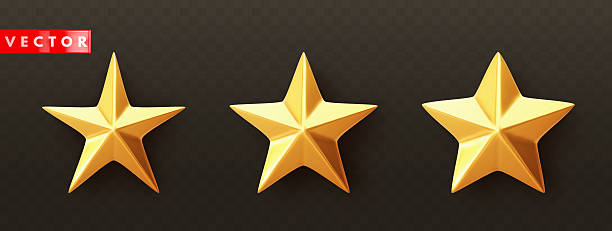 istock Set of glossy golden 3d stars of different shapes 2224295022