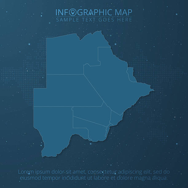 istock Botswana Map High Detail Separated All States on Dark Blue Background 2224297377