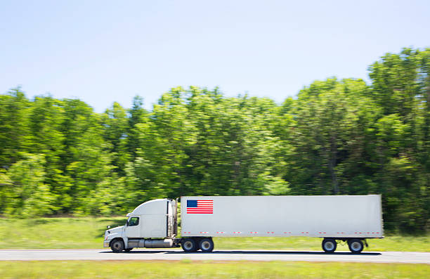 USA, New York State, freight  truck on highway.